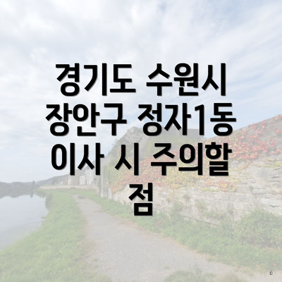 경기도 수원시 장안구 정자1동 이사 시 주의할 점