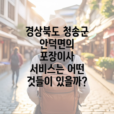 경상북도 청송군 안덕면의 포장이사 서비스는 어떤 것들이 있을까?