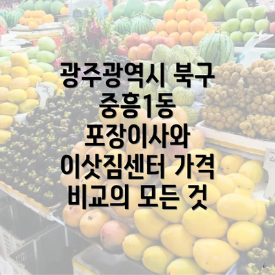 광주광역시 북구 중흥1동 포장이사와 이삿짐센터 가격 비교의 모든 것