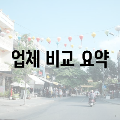 업체 비교 요약