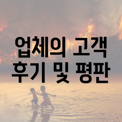 업체의 고객 후기 및 평판