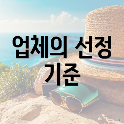 업체의 선정 기준