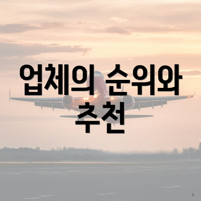 업체의 순위와 추천