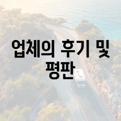 업체의 후기 및 평판