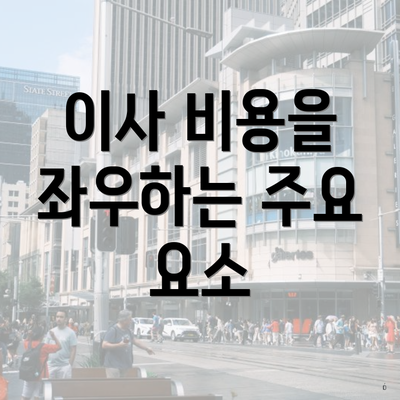 이사 비용을 좌우하는 주요 요소
