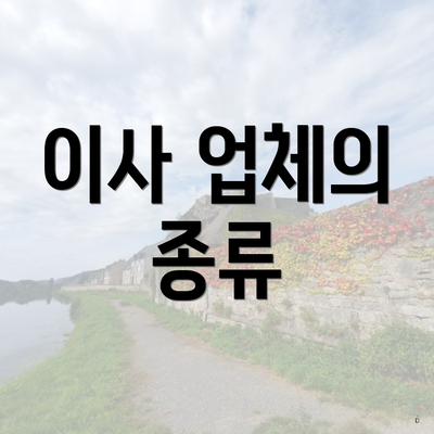 이사 업체의 종류
