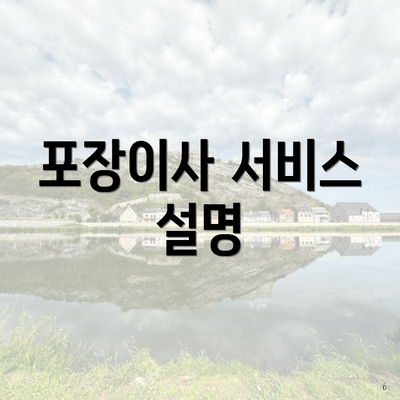 포장이사 서비스 설명