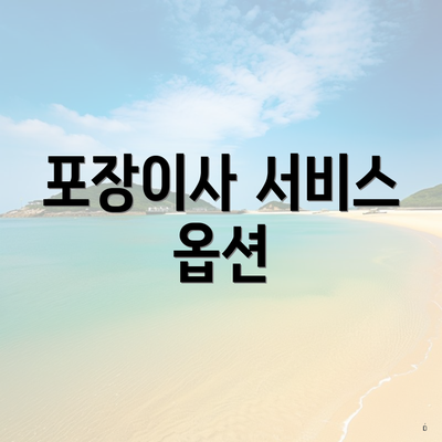 포장이사 서비스 옵션