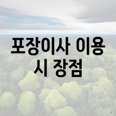 포장이사 이용 시 장점