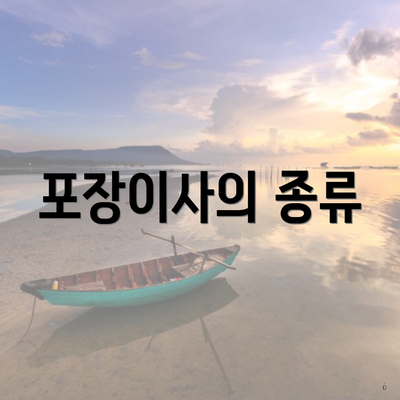 포장이사의 종류