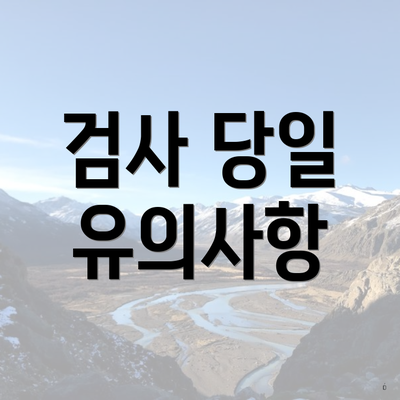 검사 당일 유의사항