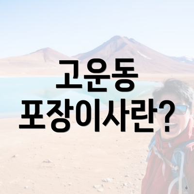 고운동 포장이사란?
