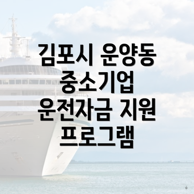 김포시 운양동 중소기업 운전자금 지원 프로그램