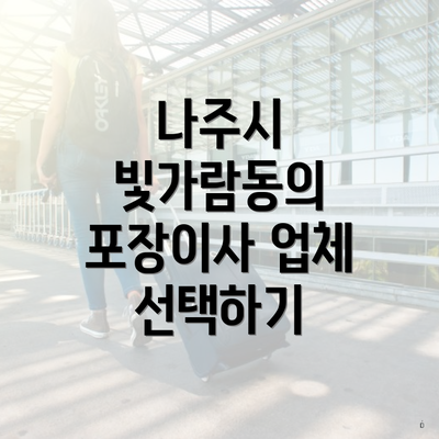 나주시 빛가람동의 포장이사 업체 선택하기