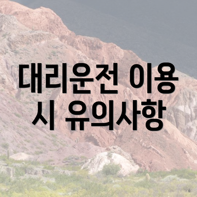 대리운전 이용 시 유의사항