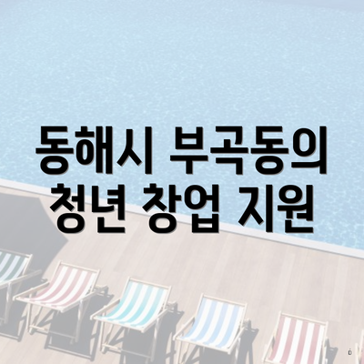 동해시 부곡동의 청년 창업 지원