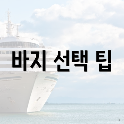 바지 선택 팁