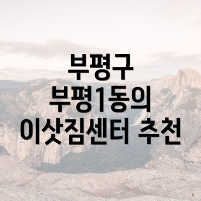 부평구 부평1동의 이삿짐센터 추천