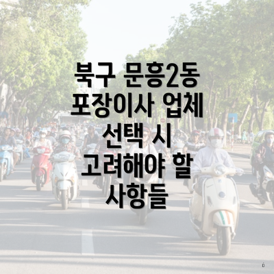 북구 문흥2동 포장이사 업체 선택 시 고려해야 할 사항들