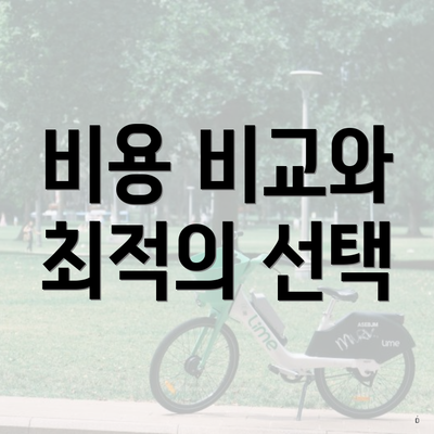 비용 비교와 최적의 선택