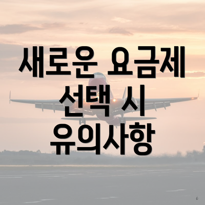 새로운 요금제 선택 시 유의사항