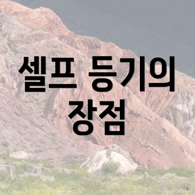 셀프 등기의 장점