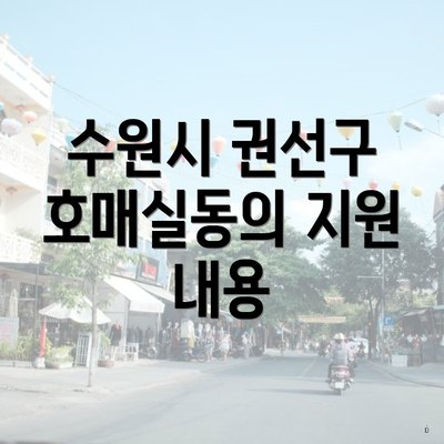수원시 권선구 호매실동의 지원 내용