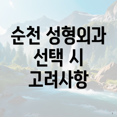 순천 성형외과 선택 시 고려사항
