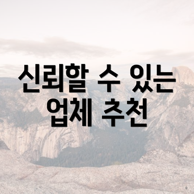 신뢰할 수 있는 업체 추천