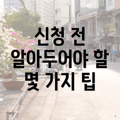 신청 전 알아두어야 할 몇 가지 팁