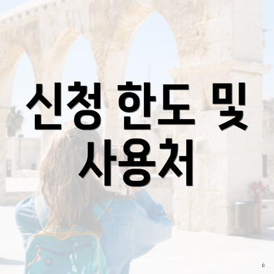 신청 한도 및 사용처