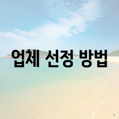 업체 선정 방법