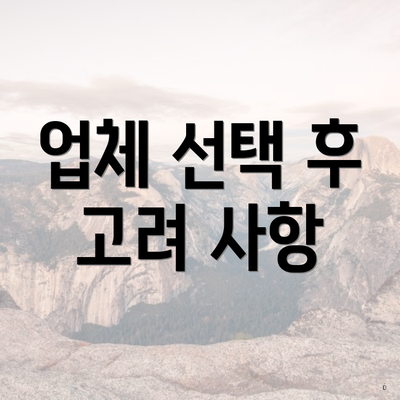 업체 선택 후 고려 사항