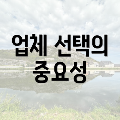 업체 선택의 중요성