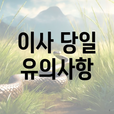 이사 당일 유의사항