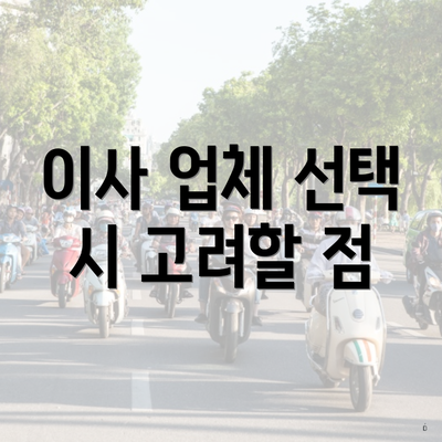 이사 업체 선택 시 고려할 점
