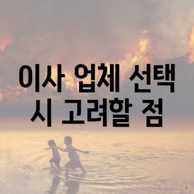 이사 업체 선택 시 고려할 점