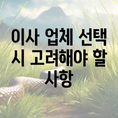 이사 업체 선택 시 고려해야 할 사항