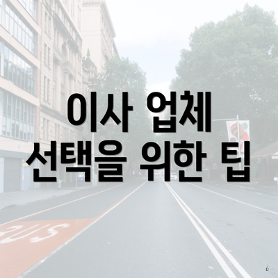 이사 업체 선택을 위한 팁