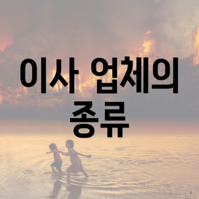 이사 업체의 종류