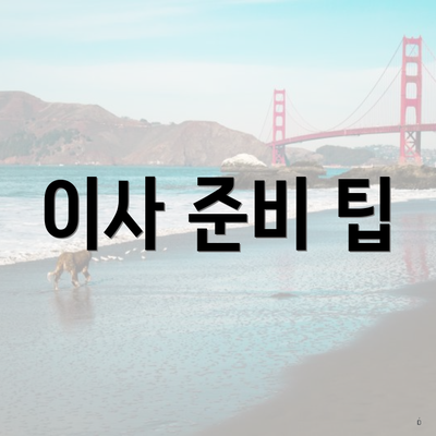 이사 준비 팁