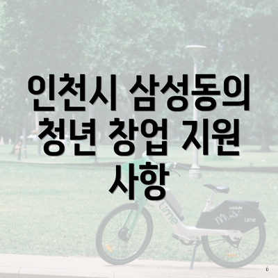 인천시 삼성동의 청년 창업 지원 사항