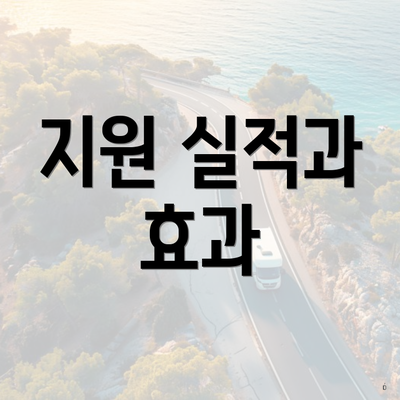 지원 실적과 효과