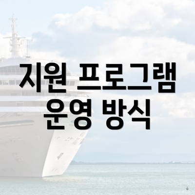 지원 프로그램 운영 방식