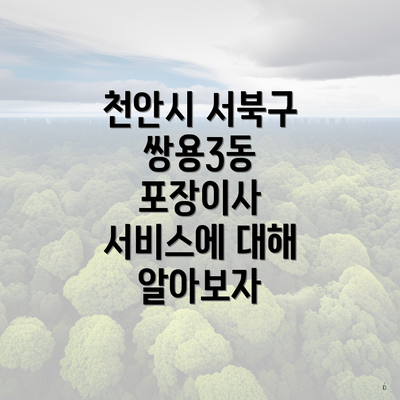 천안시 서북구 쌍용3동 포장이사 서비스에 대해 알아보자