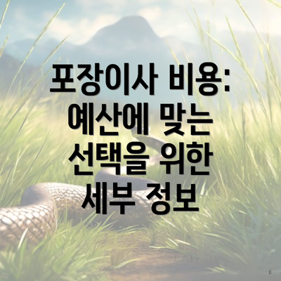 포장이사 비용: 예산에 맞는 선택을 위한 세부 정보