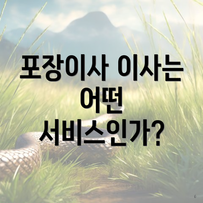 포장이사 이사는 어떤 서비스인가?