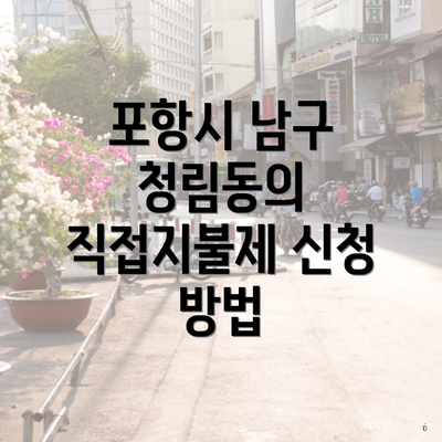 포항시 남구 청림동의 직접지불제 신청 방법