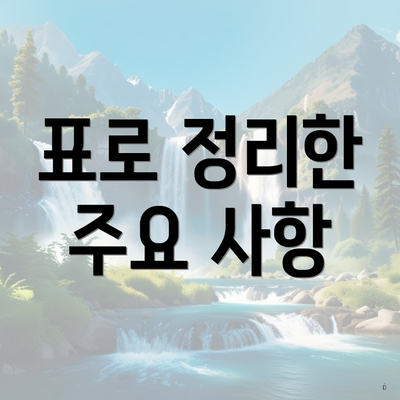 표로 정리한 주요 사항