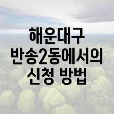 해운대구 반송2동에서의 신청 방법